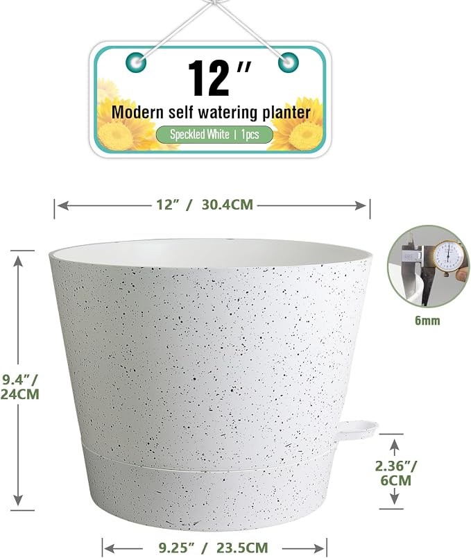 12 inch Large Self Watering Pots, Plant Pots - Image 2