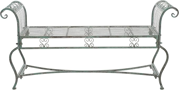 SAFAVIEH Outdoor Collection Brielle Victorian Scroll Antique Dark Green Wrought by SAFAVIEH