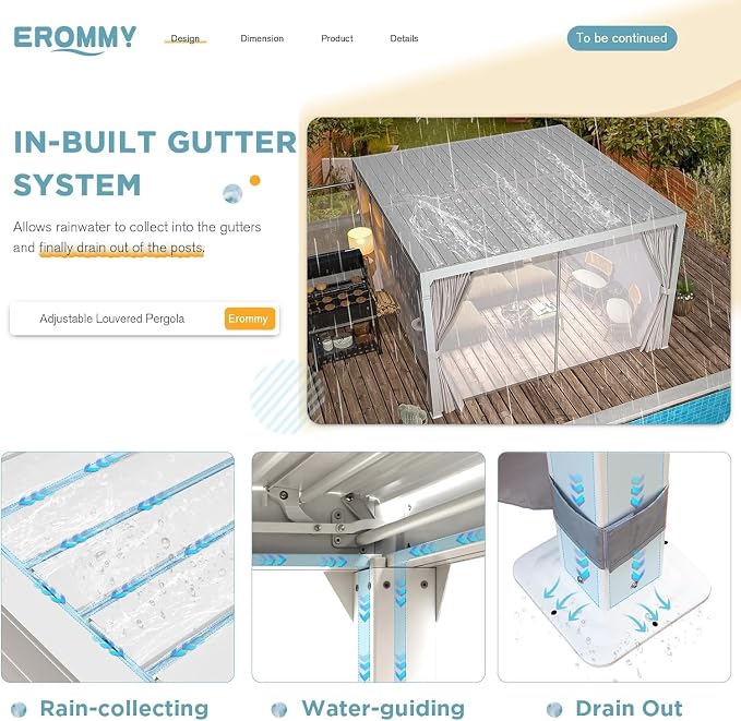 EROMMY Louvered Pergola 10' x 10' Outdoor Hard Top Pergola - Image 4