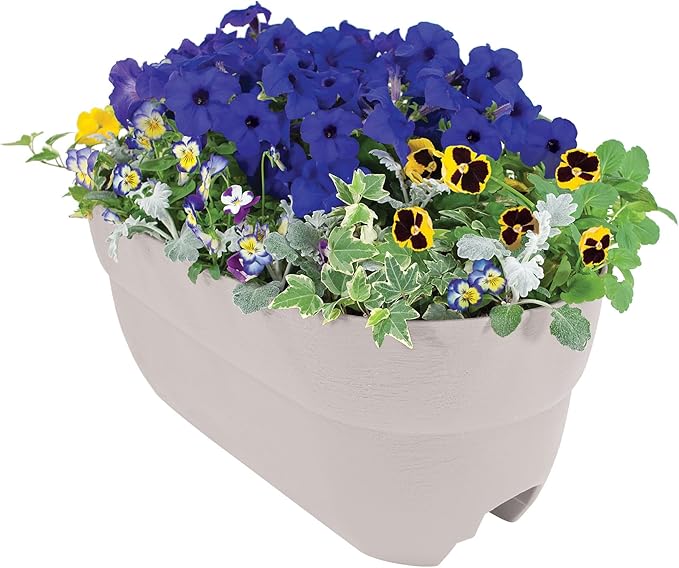 Bloomers Railing Planter with Drainage Holes – 24" Weatherproof Resin Planter – by Emsco+Group