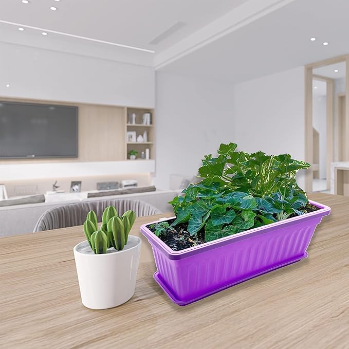 4 Packs 17 Inch Rectangular Window Flower Box Planter - Image 6