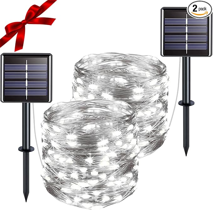 suddus Solar Fairy Lights Outdoor Waterproof, 2 Pack 33ft 100 LED Solar Twinkle by SUDDUS