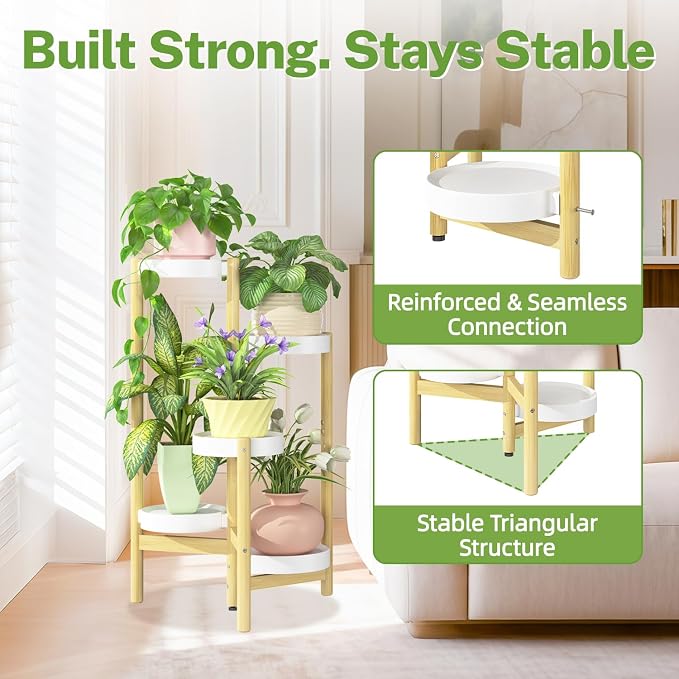 iDavosic.ly 5 Tier Bamboo Plant Stand Indoor Outdoor - Image 5