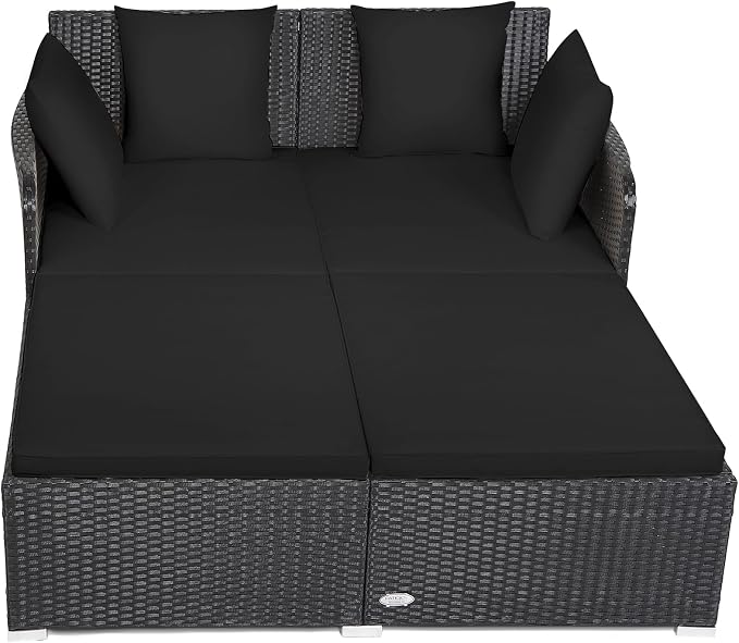 Tangkula Outdoor Rattan Daybed, Wicker Furniture - Image 8