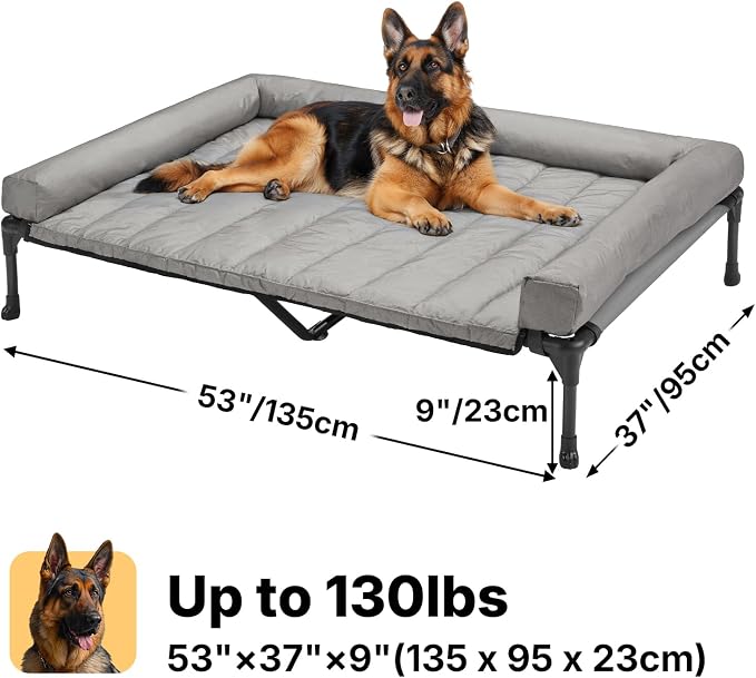 Veehoo Cooling Elevated Dog Bed Add Removable Waterproof Bolster Cushion Mat - Image 5