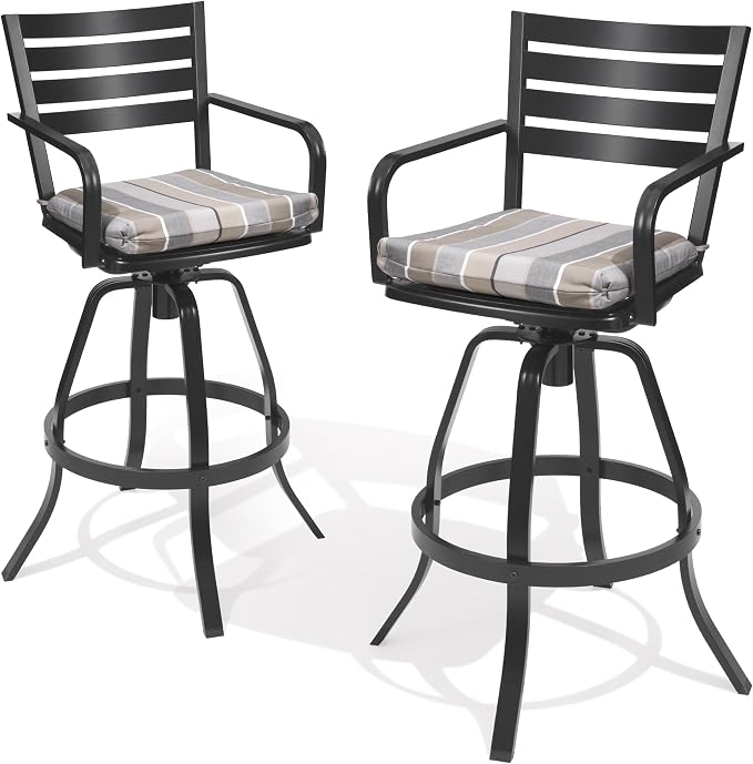Pellebant 29.5" Outdoor Barstools Set of 2, Aluminum Swivel Patio Bar Height - Image 6