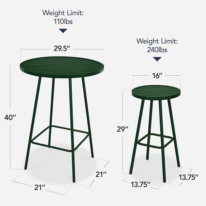 Best Choice Products 3-Piece Patio Dining Set, Bar Height, Outdoor Bistro Set - Image 2
