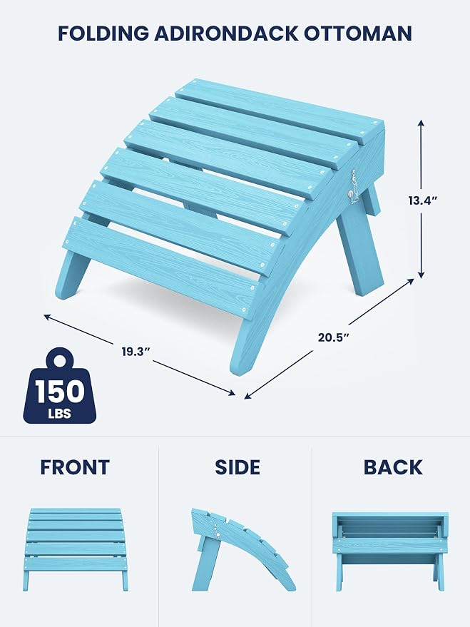 KINGYES Folding Adirondack Ottomans Set of 2 - Image 3