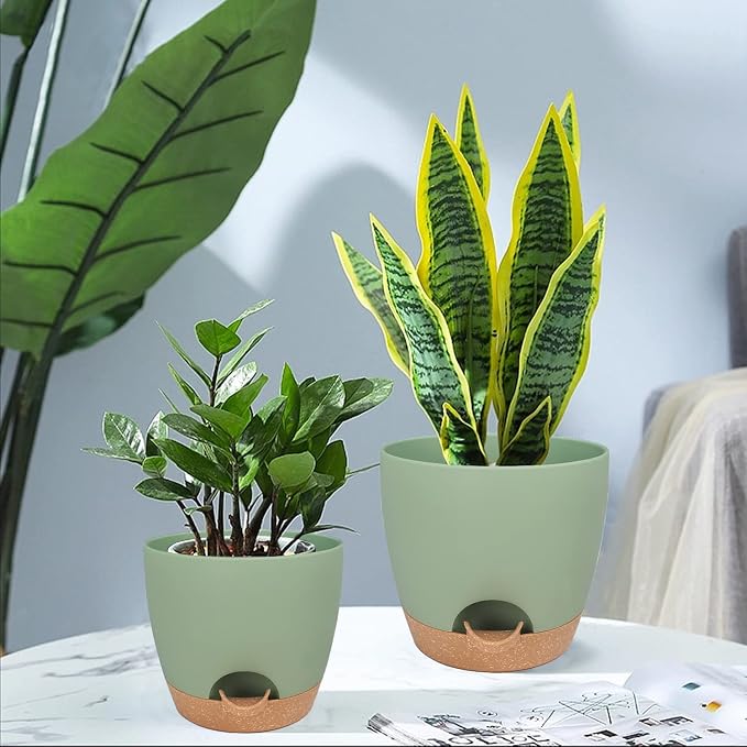 Self Watering Planters with Drainage Holes Reservoir, Nursery Planting Pot - Image 6