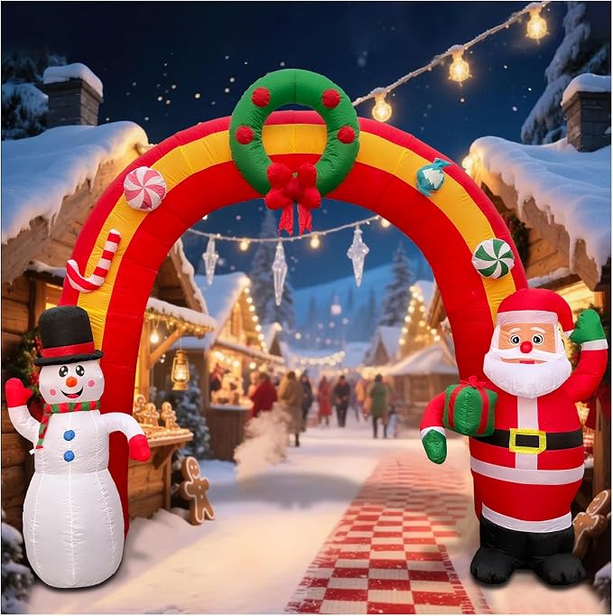 11.8 FT Christmas Inflatables Archway, Blow Up Santa Claus and Snowman by ZXSWONLY