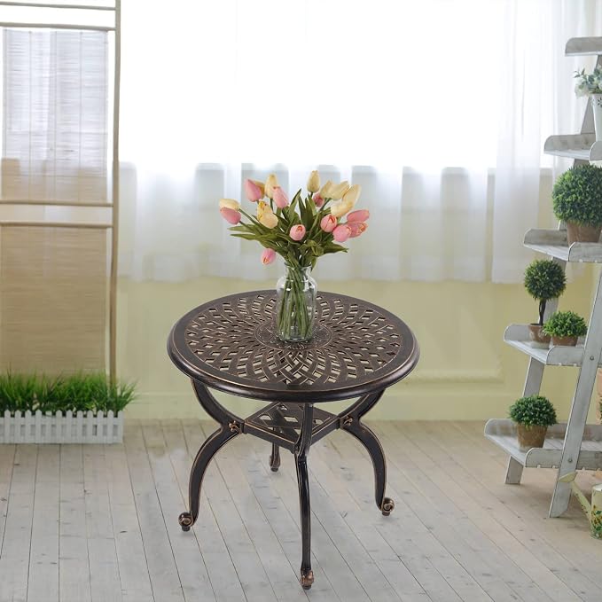 C/G Outdoor Side Tables, Cast Aluminum Patio End Tables, Anti-Rust Coffee Table - Image 7