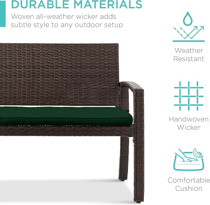 Best Choice Products Outdoor Bench 2-Person Wicker Garden Patio Benches Seating - Image 5