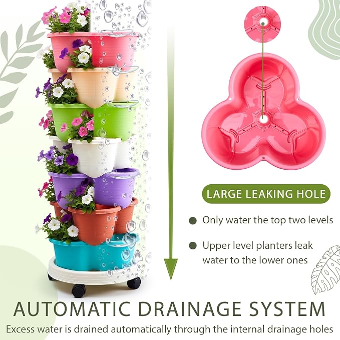 Umigy 2 Set Multicolor 7 Tier Stackable Vertical Planters - Image 4