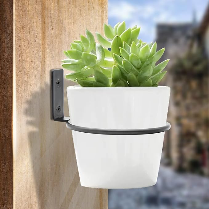 2 Pack 8 inch Flower Pot Holder Ring, Flower Pot Holder Ring Wall Mounted Set - Image 2