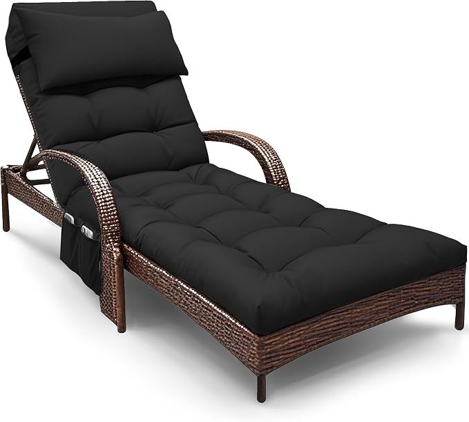 Outdoor Chaise Lounge Chair Cushion, Waterproof Outdoor Chair Cushions by Moutosne