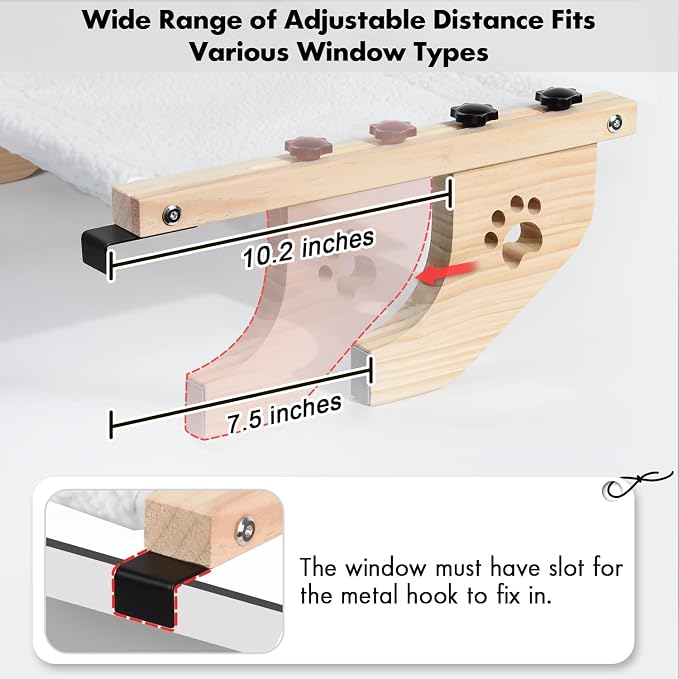 AMOSIJOY Cat Sill Window Perch Sturdy Cat Hammock Window Seat - Image 4