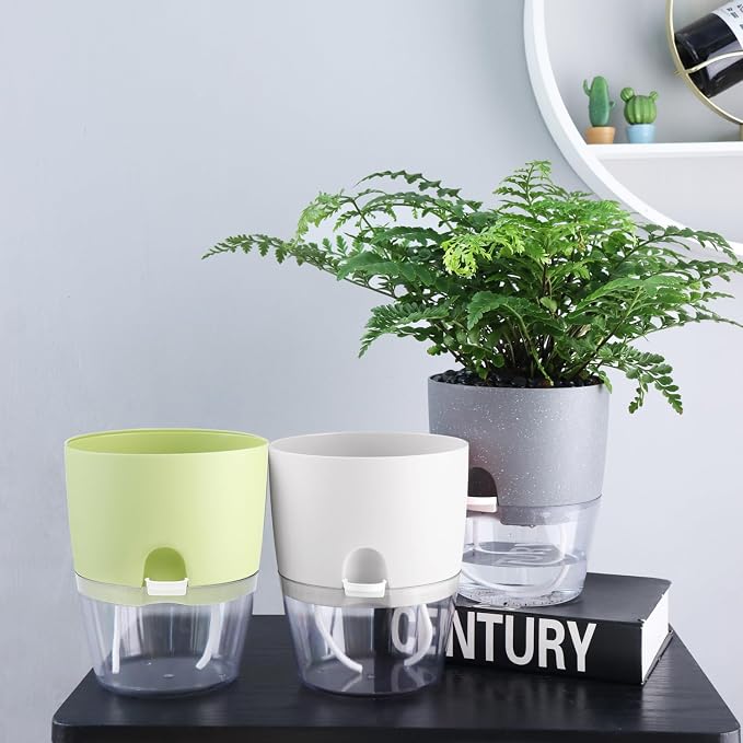 6 Inch Self Watering Plastic Plant Pots - Image 7
