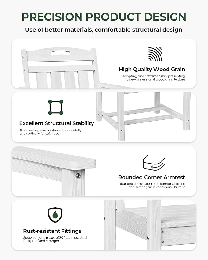 Patio Chairs Set of 2, HDPE Outdoor Dining Chairs - Image 6