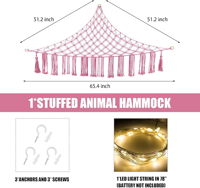 Stuffed Animal Hammock with LED Light, Large Stuffed Animals Storage Corner - Image 5