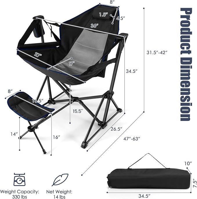 Tangkula Hammock Camping Chair, Portable Camp Chair - Image 3