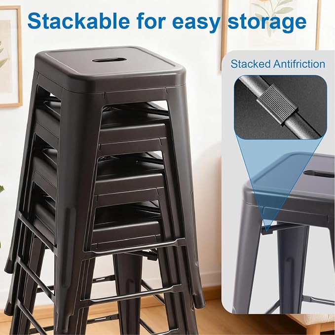 Stackable Metal Bar Stool Backless Indoor-Outdoor Counter Stools Fullmetal - Image 7