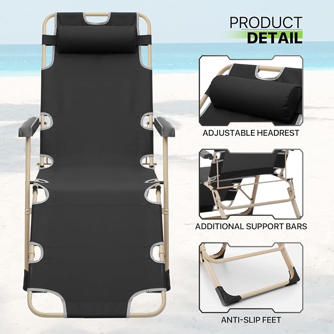Magshion Folding Patio Chairs Set of 2, Outdoor Lounge Chair - Image 10