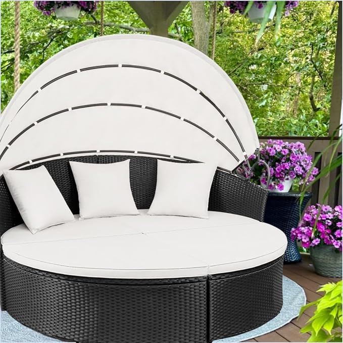 Outdoor Round daybed Cushion Cover, 4 in 1 Cushion Cover - Image 3