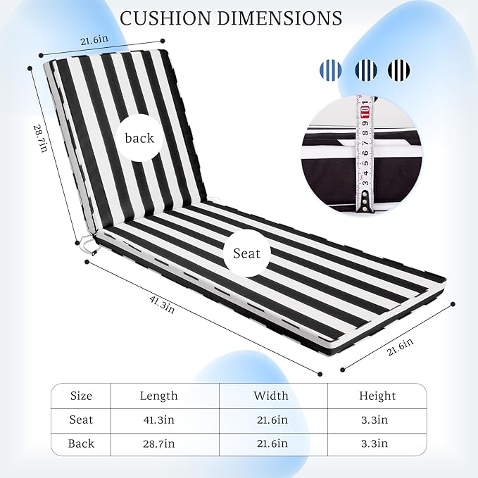 Chaise Lounge Cushions Outdoor Set of 2 - Image 5