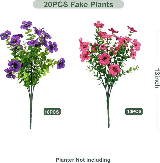 Artificial Flowers for Outdoor, UV Resistant Fake Silk Flowers, Realistic Faux - Image 3
