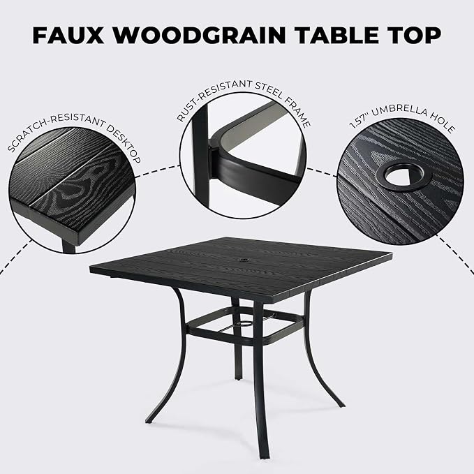 Grand patio 5-Piece Outdoor Dining Set, 4 Leather-Look Wicker Swivel Patio - Image 8