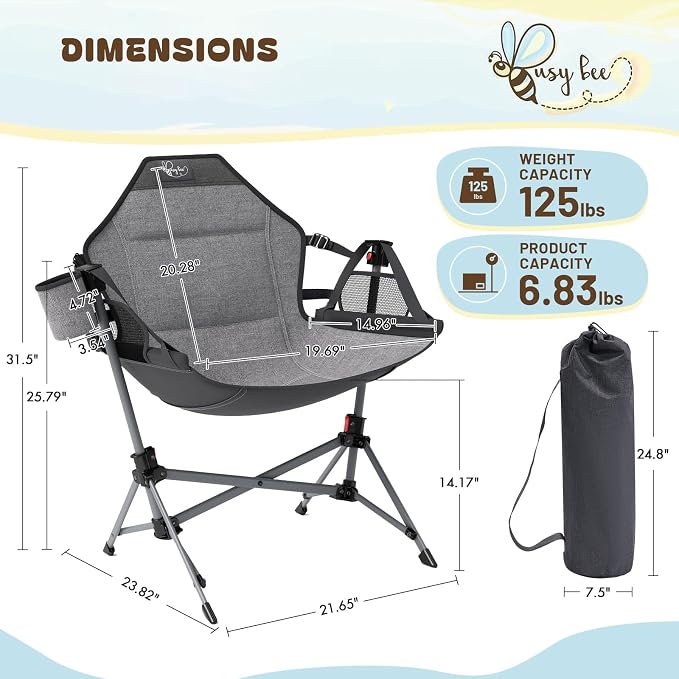 BusyBee Hammock Camping Chairs for Kids, Folding Kids Chair - Image 3