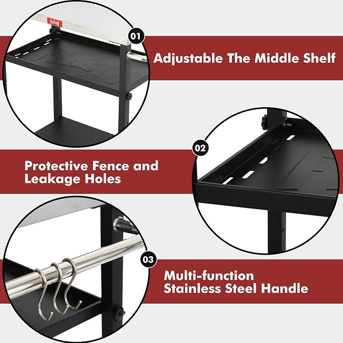 3-Shelf Grill Table, Pizza Oven Stand - Image 4