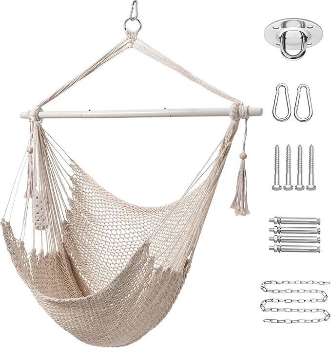 Lazy Daze Hammocks Chair Caribbean Hanging Rope Swing Chair, Soft-Spun Cotton by LazyDazeHammocks