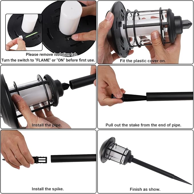 Dynaming 6 Pack Solar Flame Torch Lights Outdoor, Halloween Dual Use Flickering - Image 7