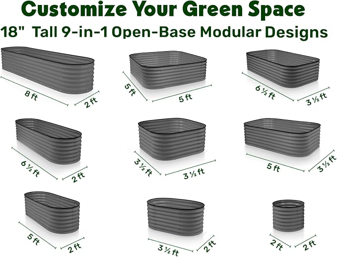 9-in-1 Galvanized Steel Raised Garden Bed // 8×2×1.5 ft Modular Planter - Image 2