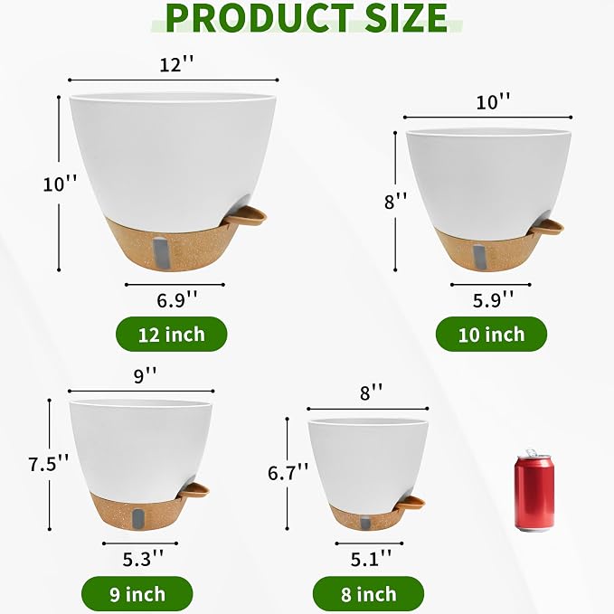 12/10/9/8 inch Self Watering Pots - Image 2