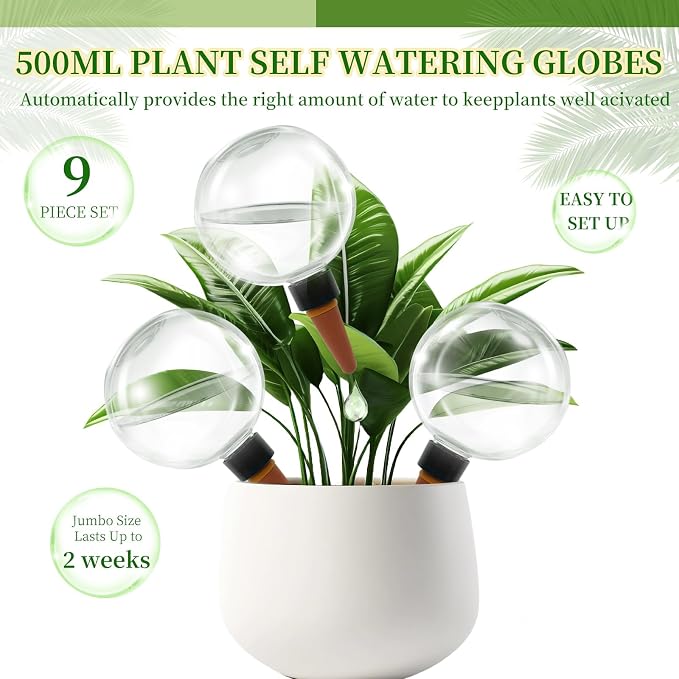 9 Pack Self Watering Globes for Indoor Plant Plastic Water Bulbs 17.5 oz - Image 4