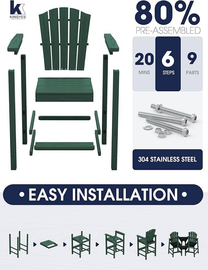 KINGYES Tall Adirondack Chair Set of 2 - Image 5