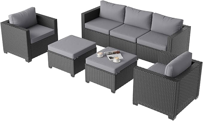 Aoxun Patio Furniture Set, 5 Piece Outdoor Sectional Sofa - Image 8