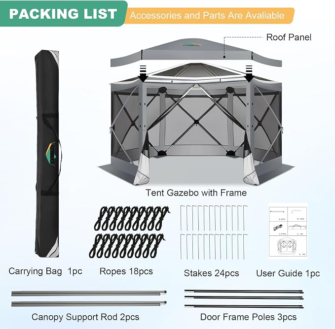 COBIZI 12x12 FT Pop Up Canopy Extendable Tent, Gazebos On Clearance, Screened - Image 6