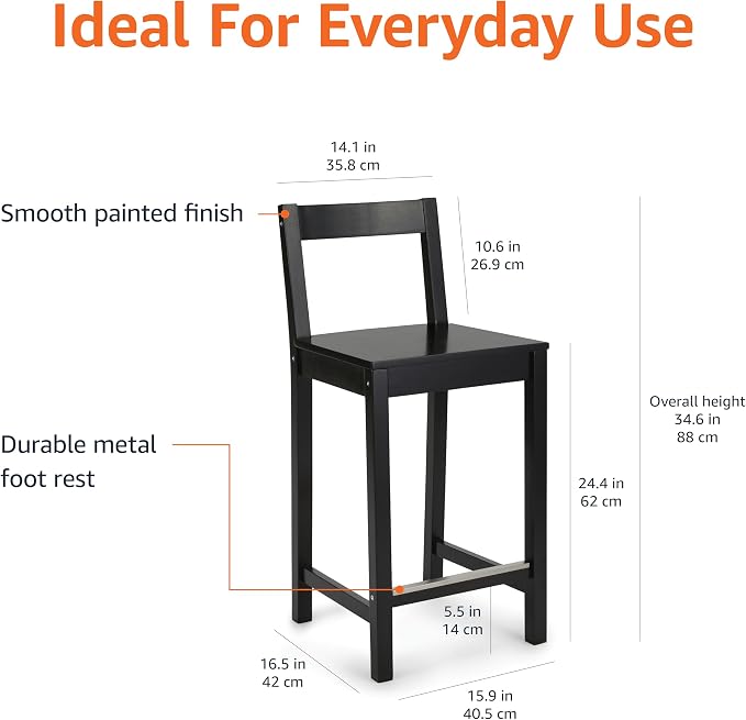 Amazon Basics Wooden Counter Height Bar Stool - Image 2