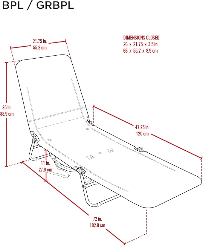 Rio Beach Portable Lay Flat Folding Backpack Beach Lounge Chair - Image 3
