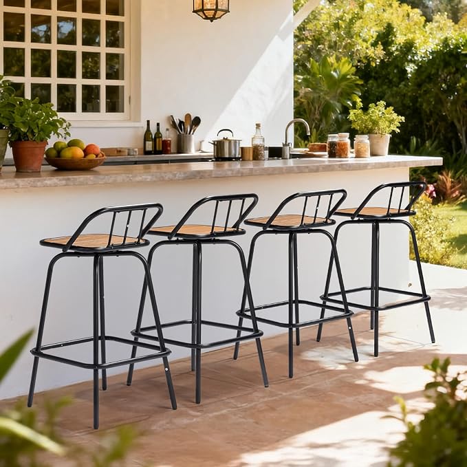 VINGLI 2 PCS Outdoor Swivel Bar Stools, 30 Inch Metal Barstools - Image 6