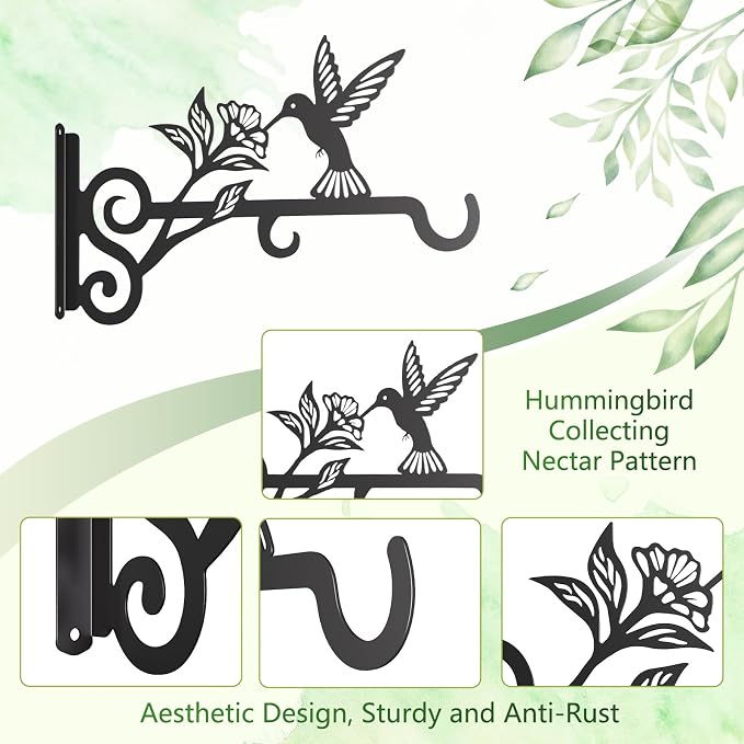 4-Pack Aesthetic Plant Hangers Outdoor – 10 Inch Metal Hanging Plant Bracket - Image 7