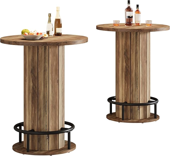 Tribesigns Round Dining Table Set of 2, Bar Height Commercial Kitchen Table - Image 9