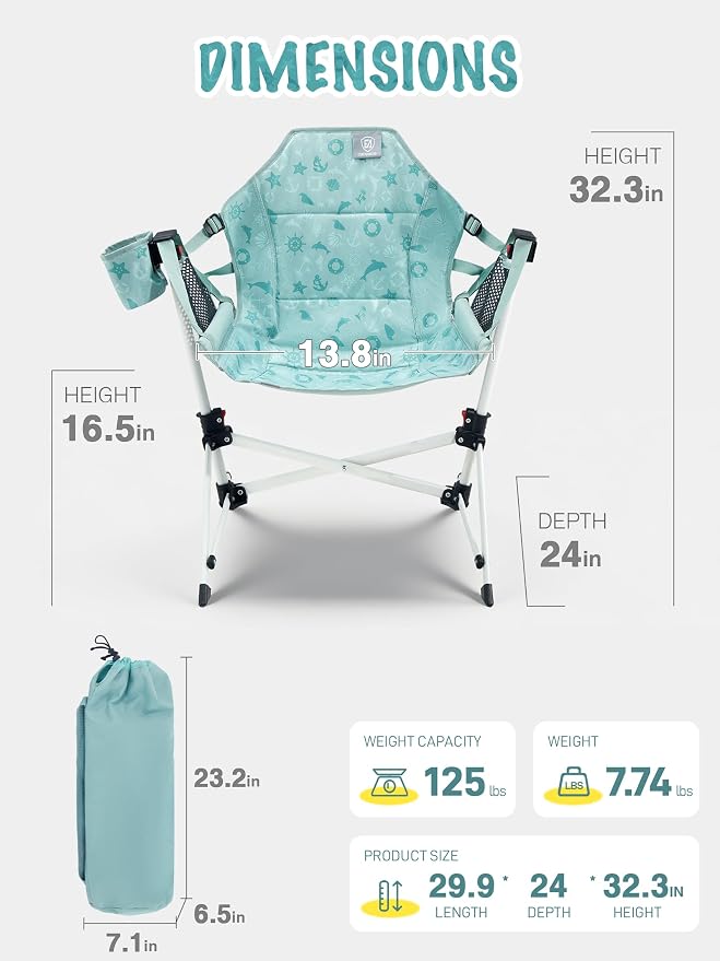EVER ADVANCED Kids Hammock Chair Foldable, Kids Camping Chair - Image 3