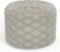 SIMPLIHOME Coates Contemporary Round Macrame Pouf in Cloud Grey Cotton by SimpliHome