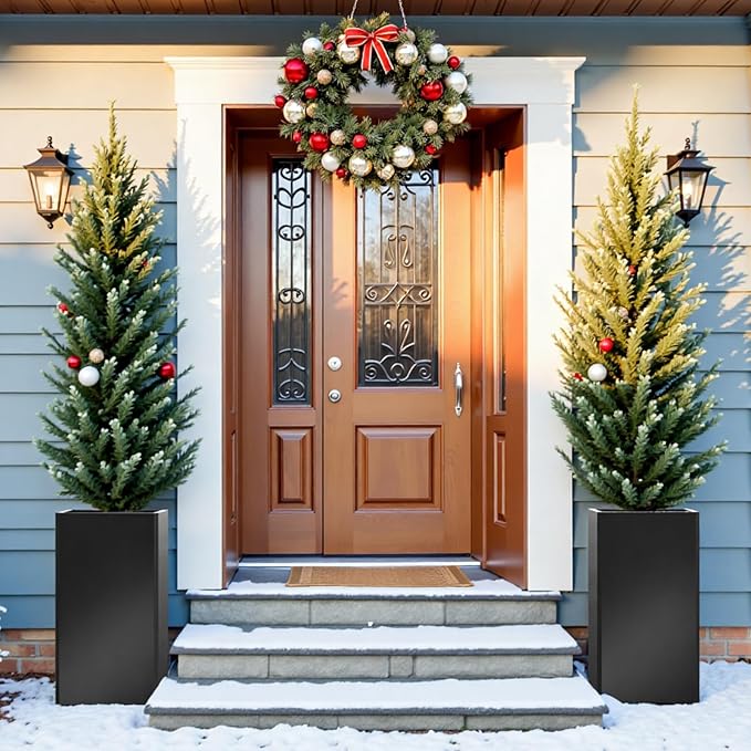 26" Tall Planters, Outdoor＆Indoor Black Planter Pots, Durable All-Weather Use - Image 2