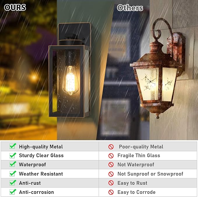 Outdoor Wall Light Fixtures, Exterior Waterproof Wall Lanterns, Bronze Porch - Image 4