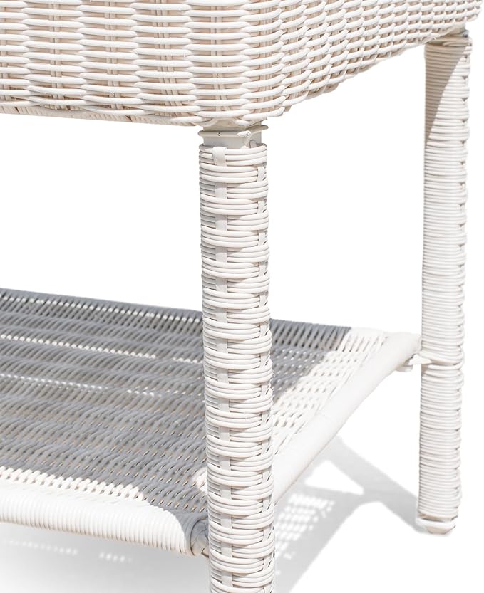 Park Meadow Outdoor Wicker Coffee Table 34 Inch HDPE Rattan Patio Furniture - Image 3
